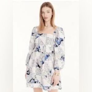 J.CREW Blue Floral Patchwork Square-Neck Dress